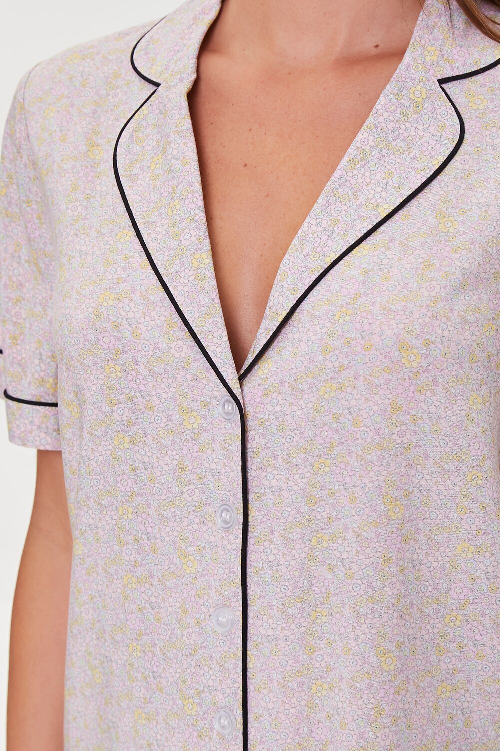 Floral Shirt & Shorts Pajama Set - Image 5