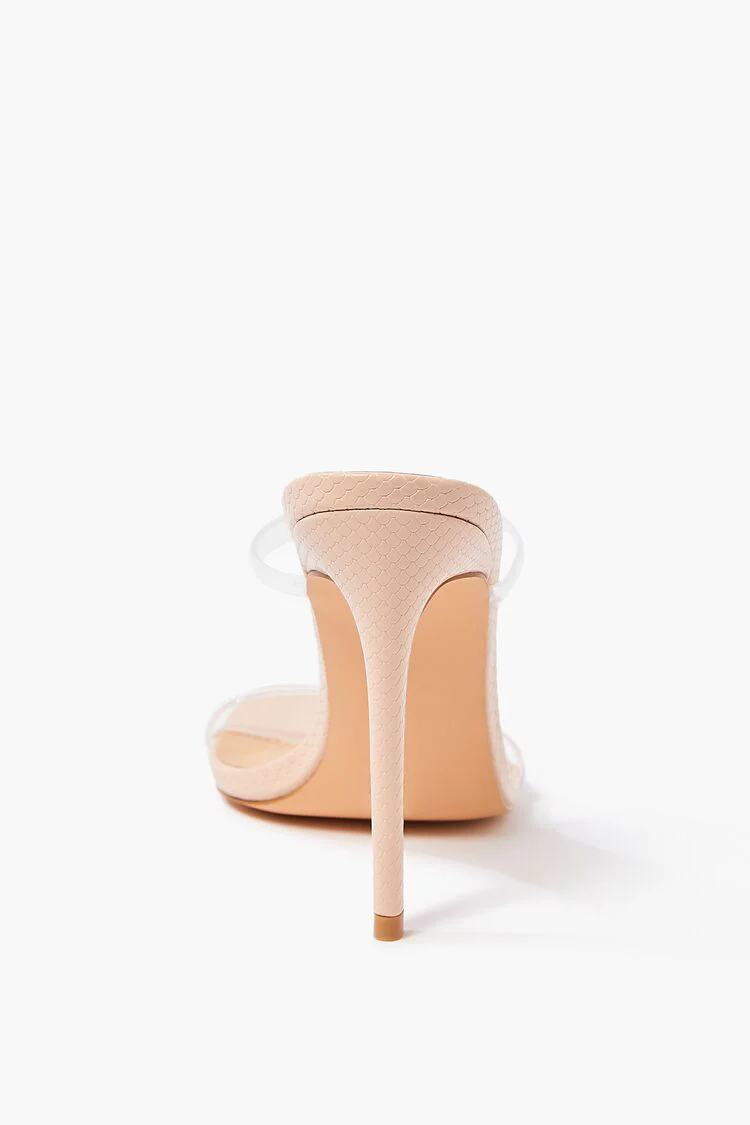 Faux Leather Open-Toe Stiletto Heels - Image 4