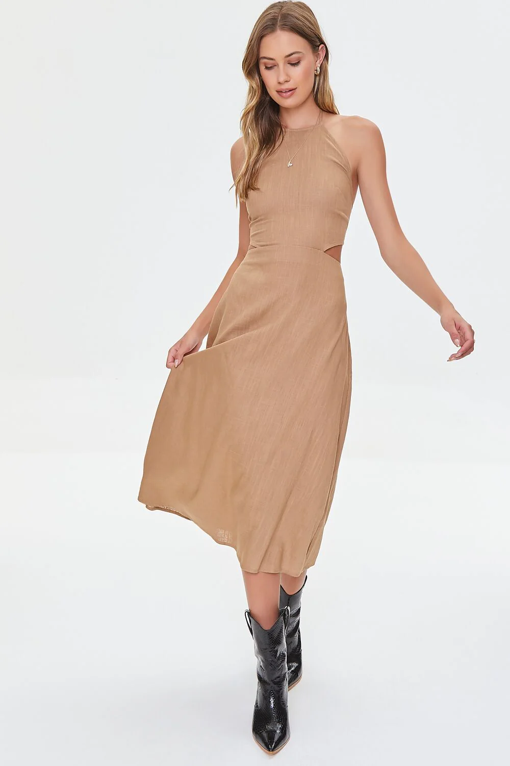 Cutout Self-Tie Halter Dress - Image 6