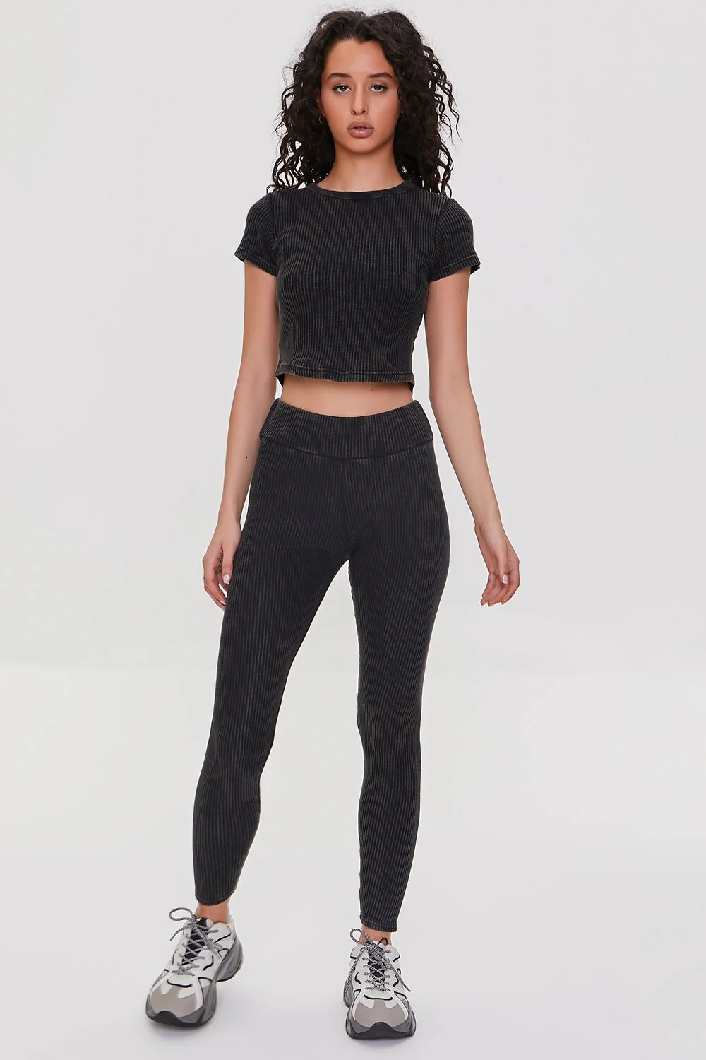 Cropped Waffle Knit Tee - Image 14