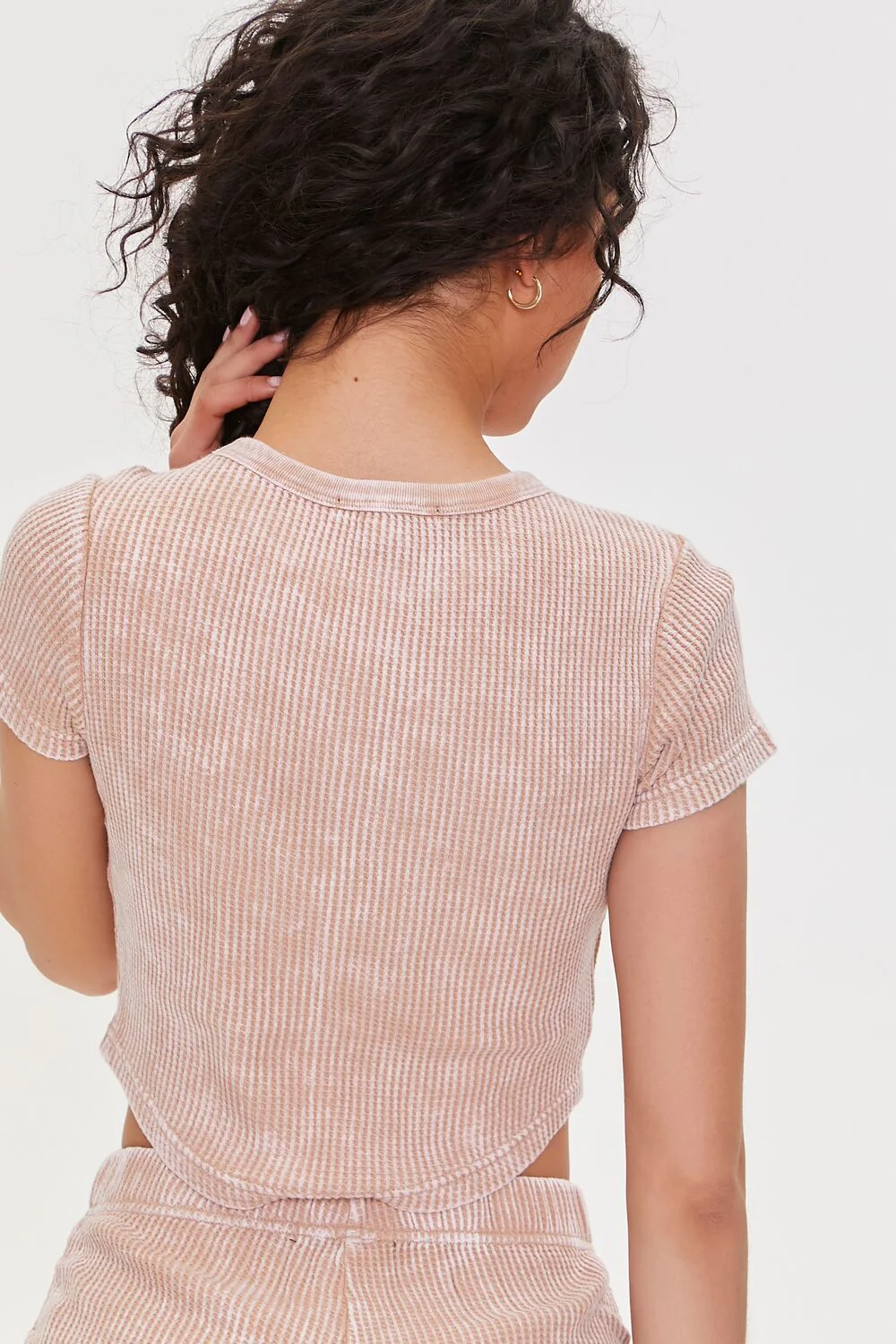 Cropped Waffle Knit Tee - Image 18