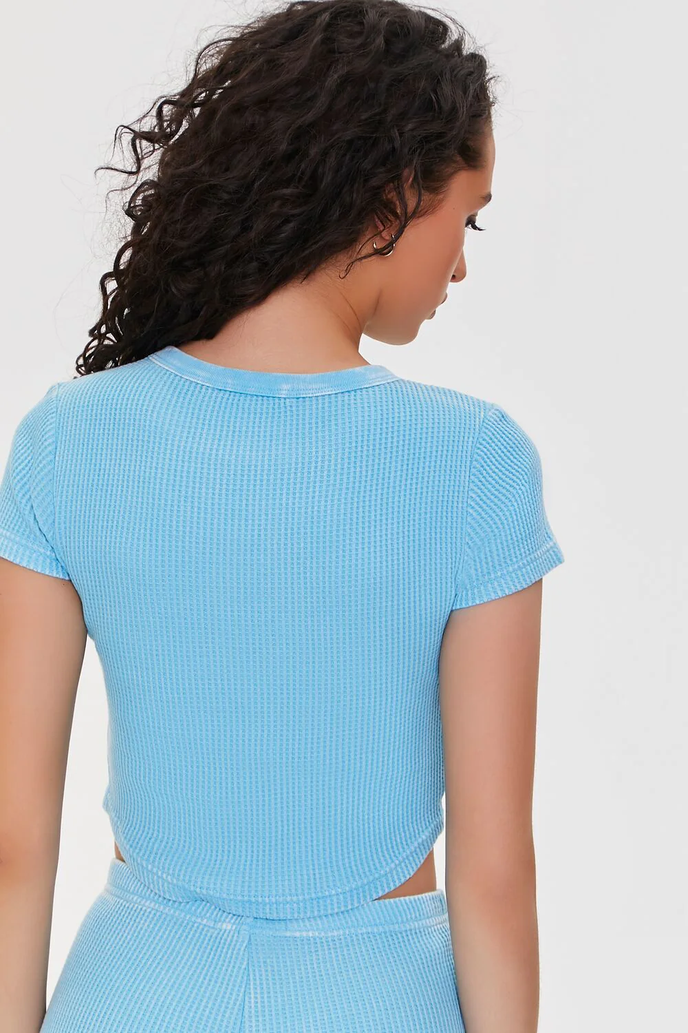 Cropped Waffle Knit Tee - Image 3