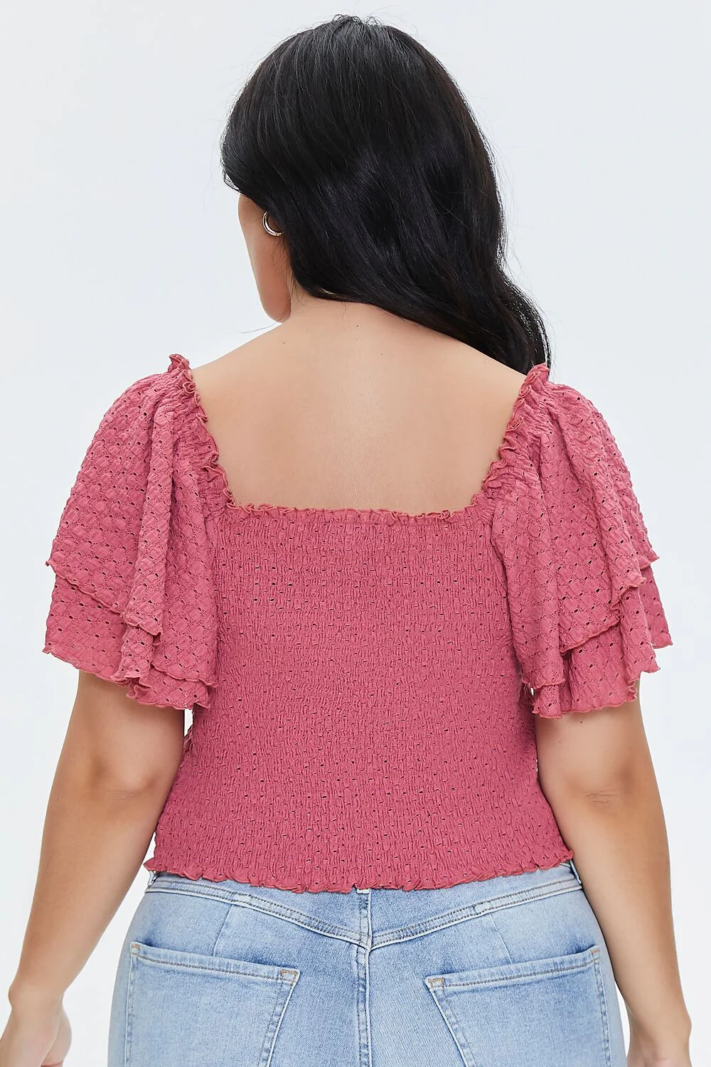 Plus Size Smocked Flounce-Sleeve Top - Image 3