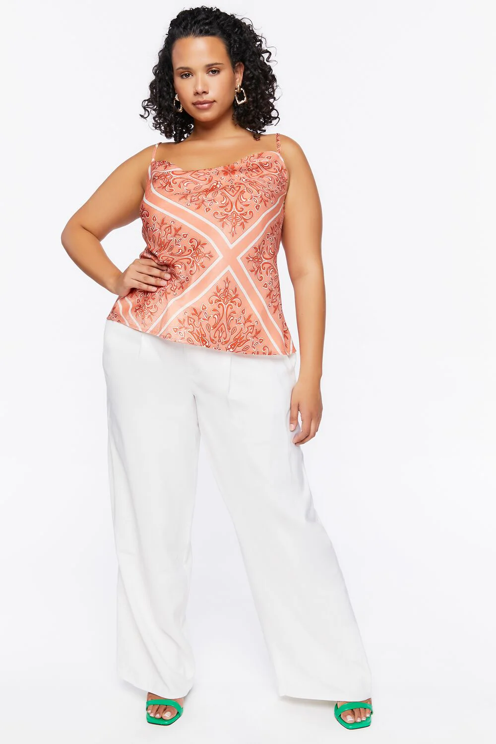 Plus Size Baroque Print Satin Cami - Image 4
