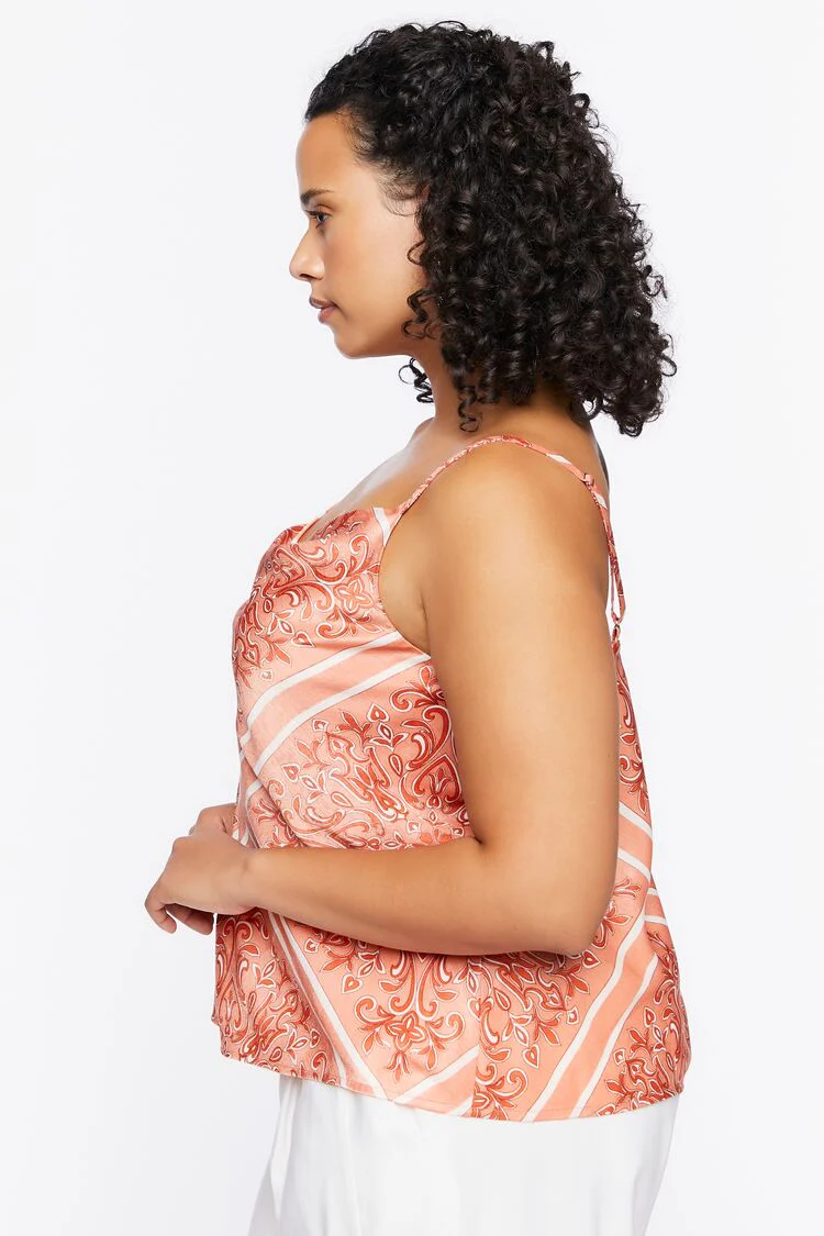 Plus Size Baroque Print Satin Cami - Image 6