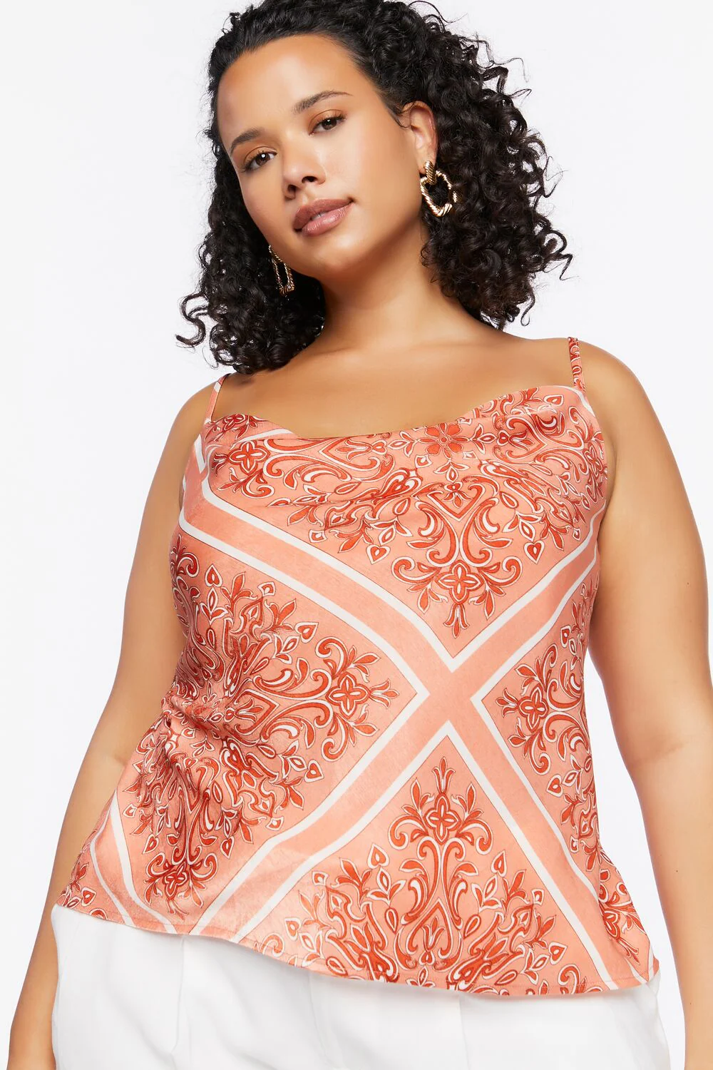 Plus Size Baroque Print Satin Cami - Image 7