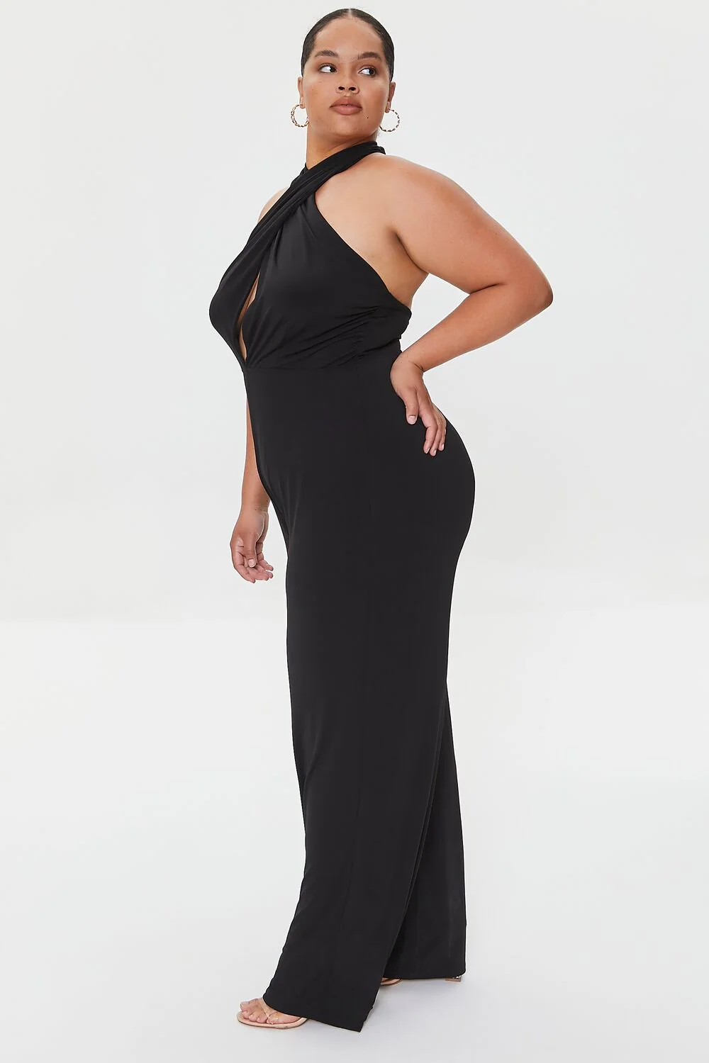 Plus Size Crisscross Halter Jumpsuit - Image 2