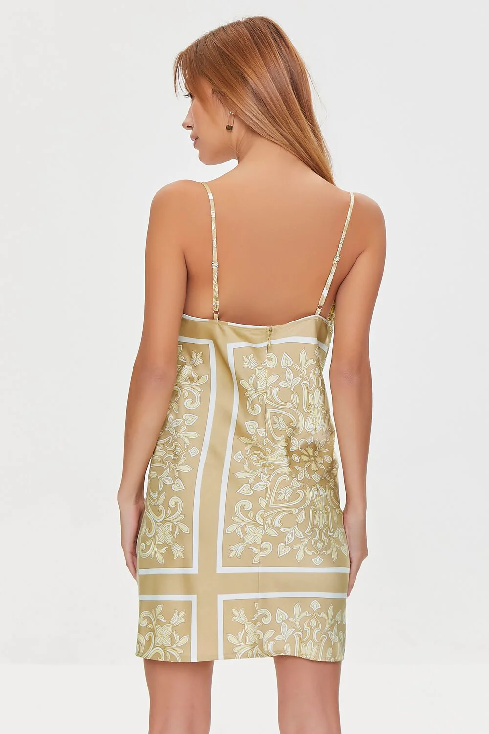 Baroque Print Satin Mini Dress - Image 3