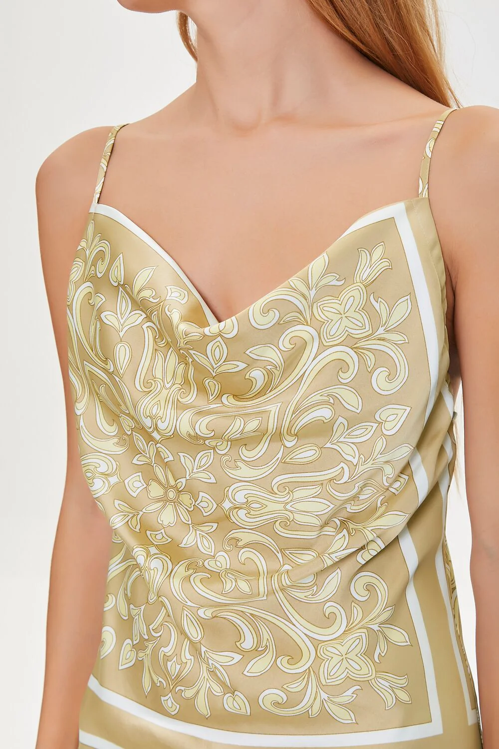 Baroque Print Satin Mini Dress - Image 5