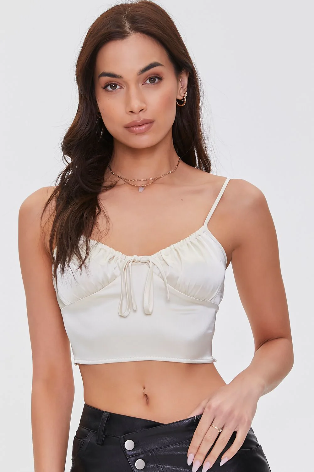 Satin Self-Tie Cropped Cami - Image 2
