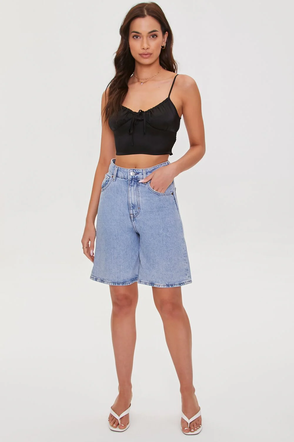 Satin Self-Tie Cropped Cami - Image 8