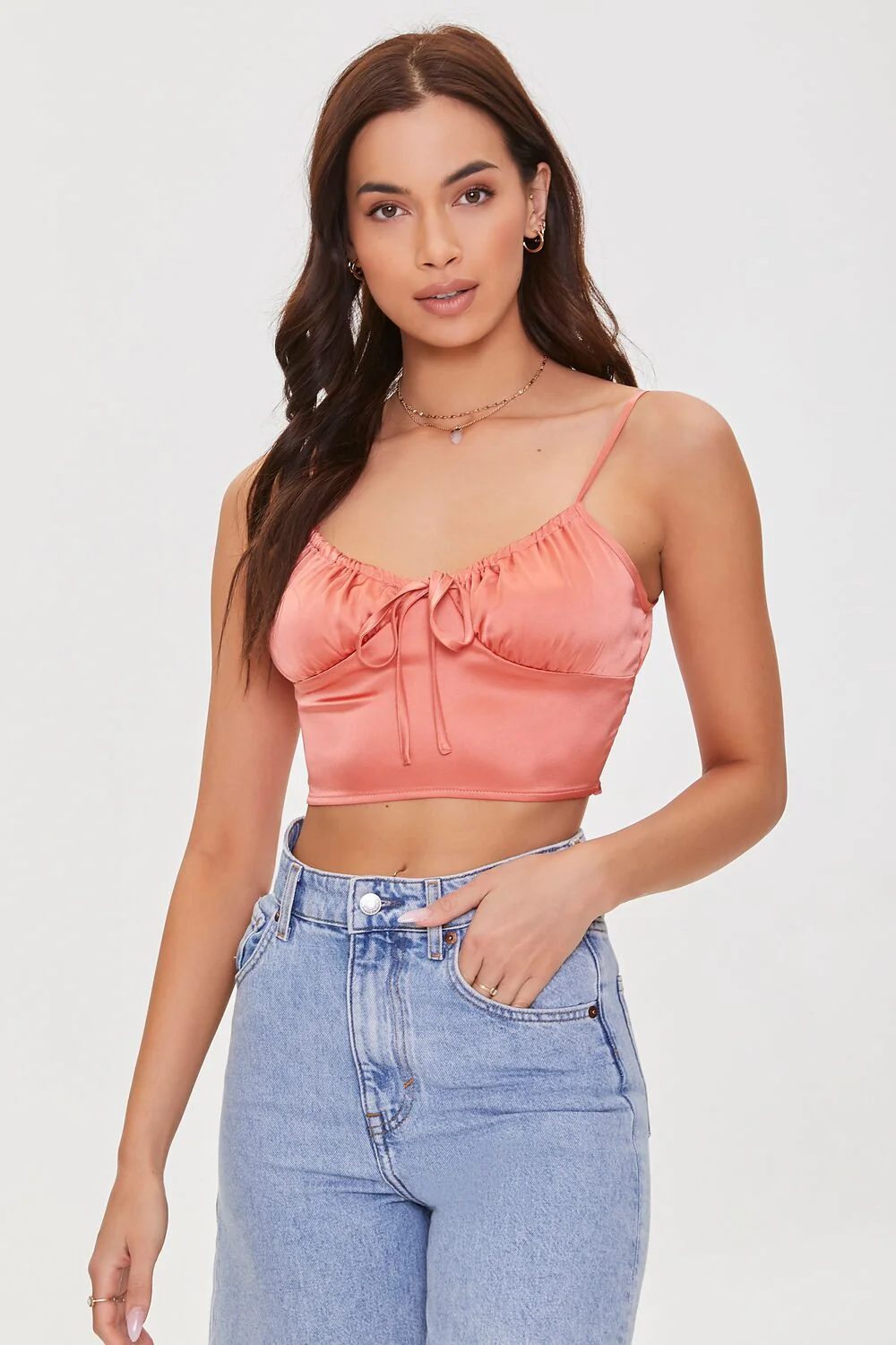 Satin Self-Tie Cropped Cami - Image 9