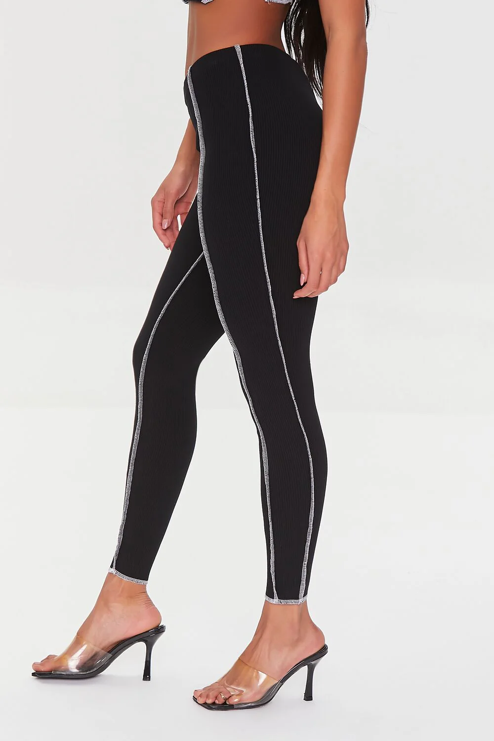 Contrast-Stitch Ribbed Leggings - Image 3
