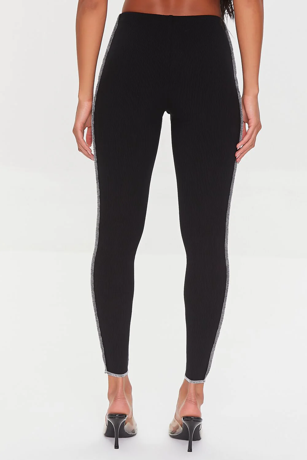 Contrast-Stitch Ribbed Leggings - Image 4