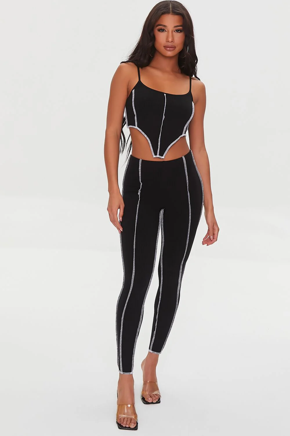 Contrast-Stitch Ribbed Leggings - Image 6