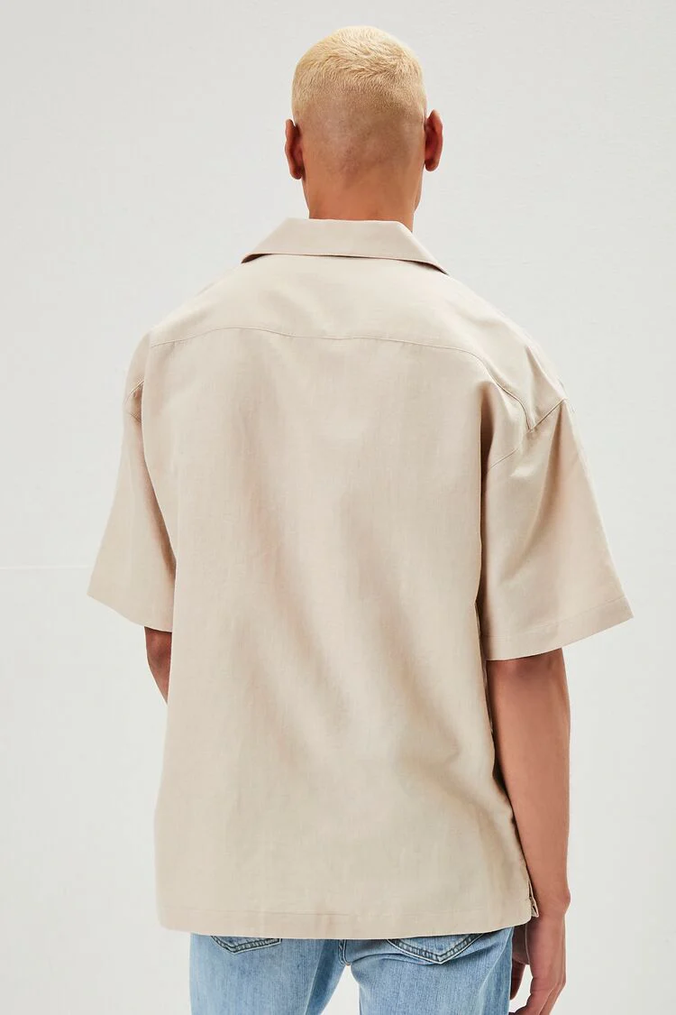 Cuban Collar Linen-Blend Shirt - Image 3