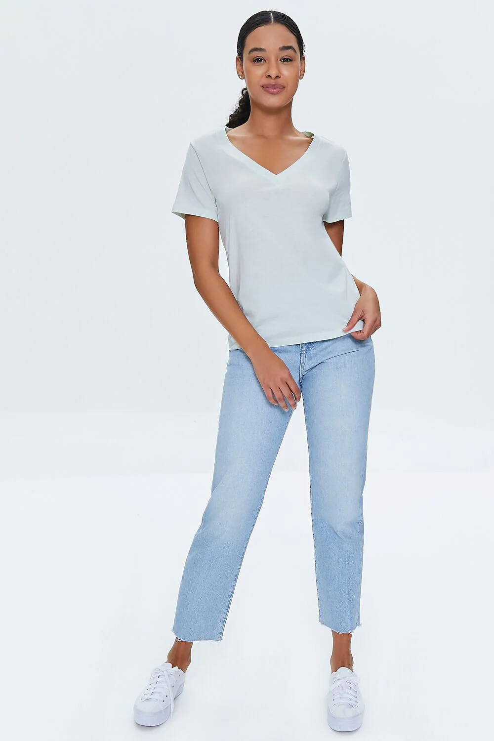 Basic Organically Grown Cotton V-Neck Tee - Image 4