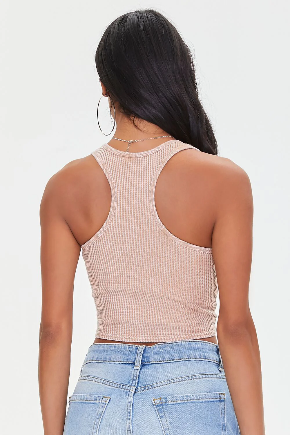 Waffle Knit Cropped Tank Top - Image 3