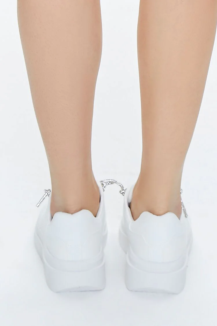 Metallic Lace-Up Platform Sneakers - Image 3