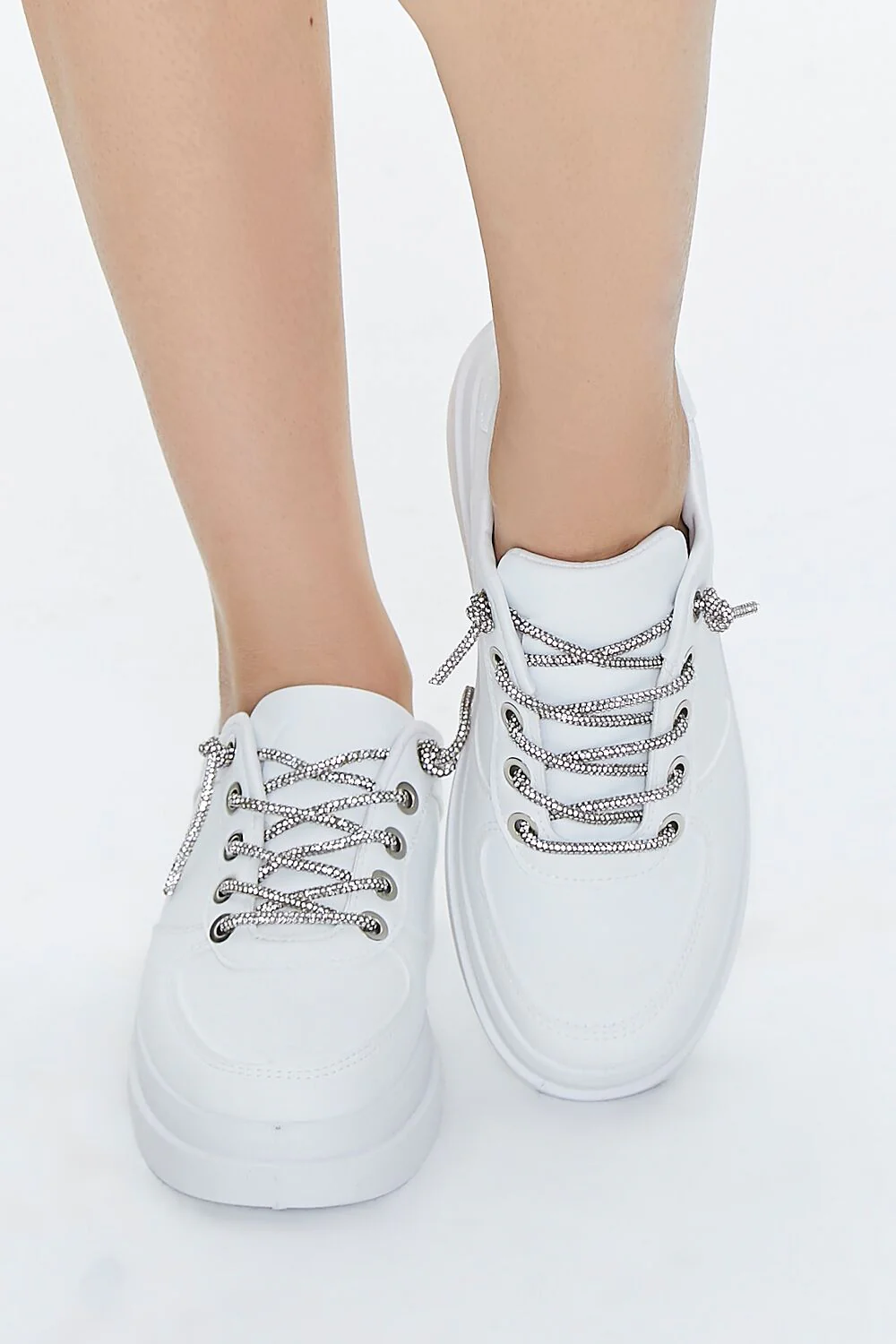 Metallic Lace-Up Platform Sneakers - Image 4