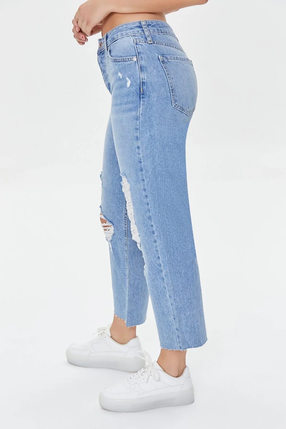 Frayed Mid-Rise Boyfriend Petite Jeans - Image 3