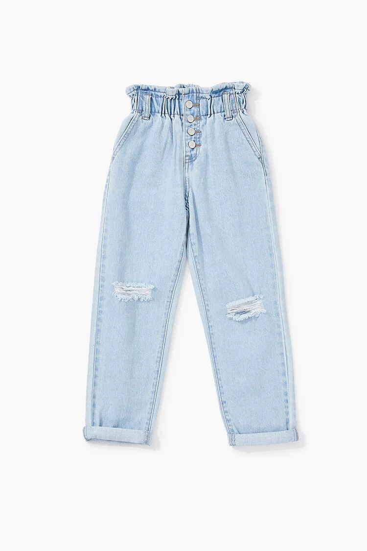 Girls Distressed Paperbag Jeans (Kids) - Image 4