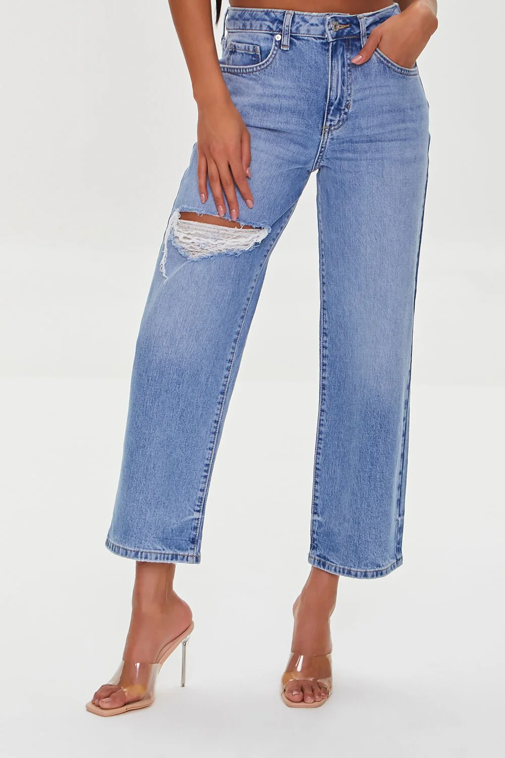 Recycled Cotton Distressed Straight-Leg Jeans - Image 2