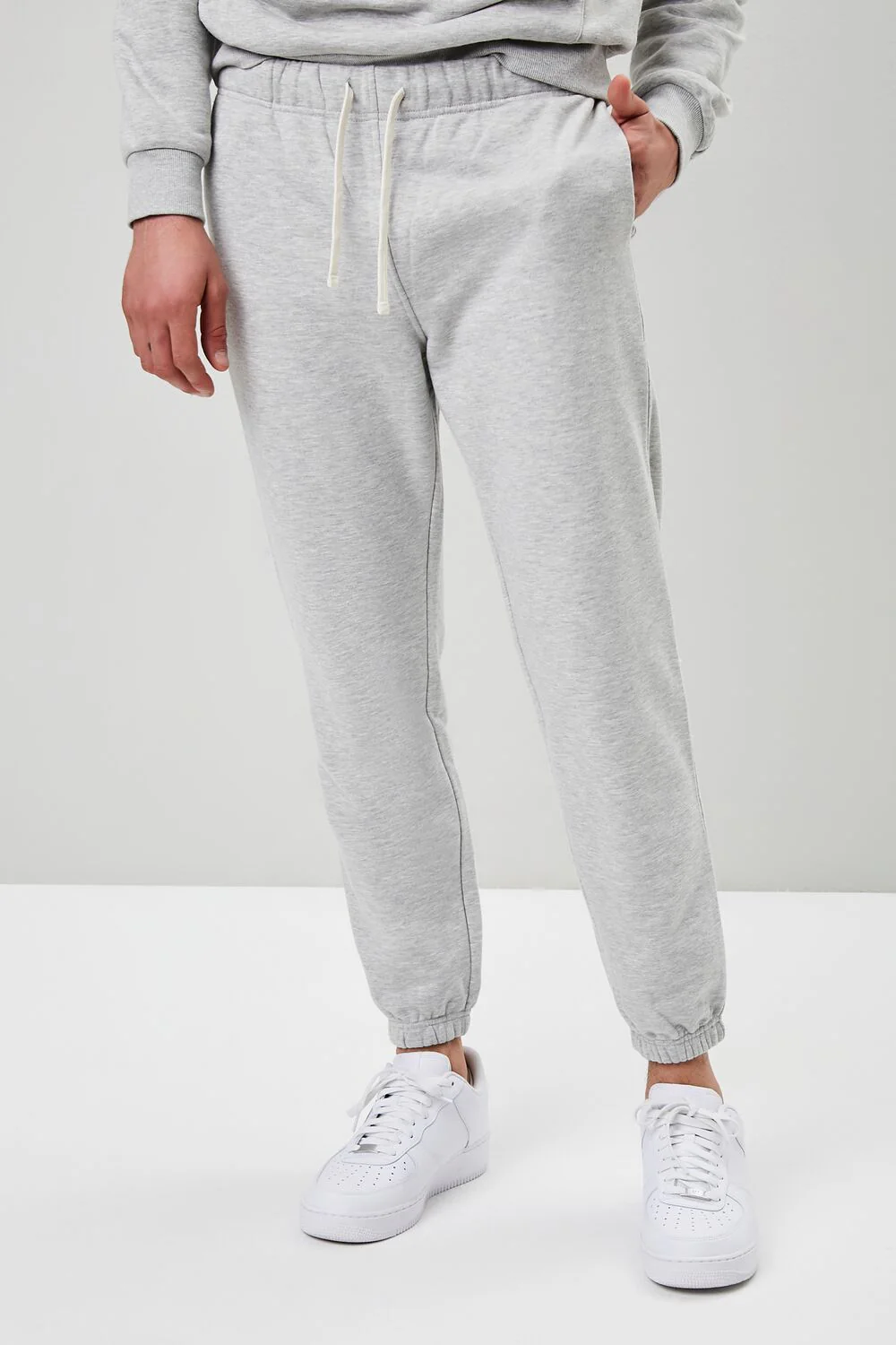 Basic Heathered Drawstring Joggers - Image 2