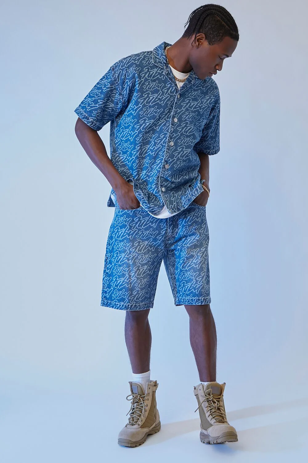FUBU Print Denim Shorts - Image 5