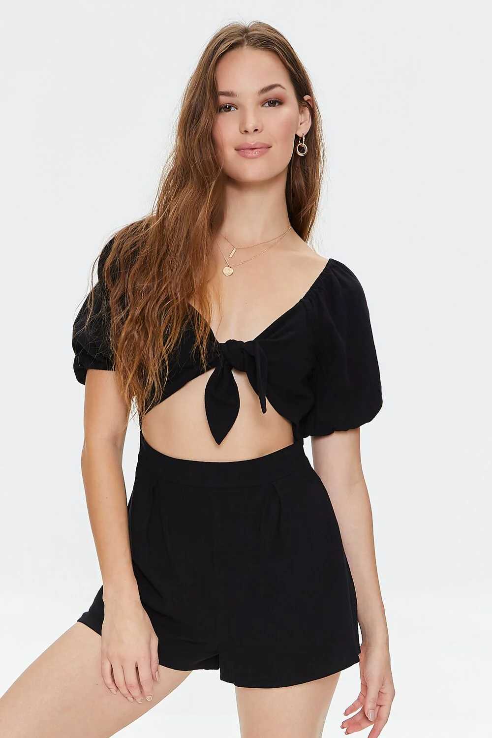 Tie-Front Cutout Romper - Image 2