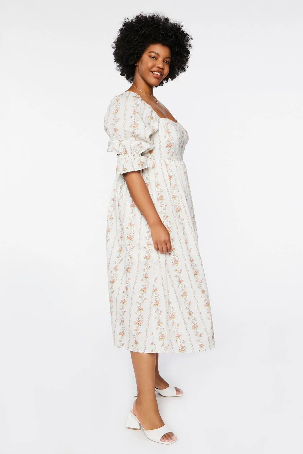 Plus Size Floral Print Midi Dress - Image 2