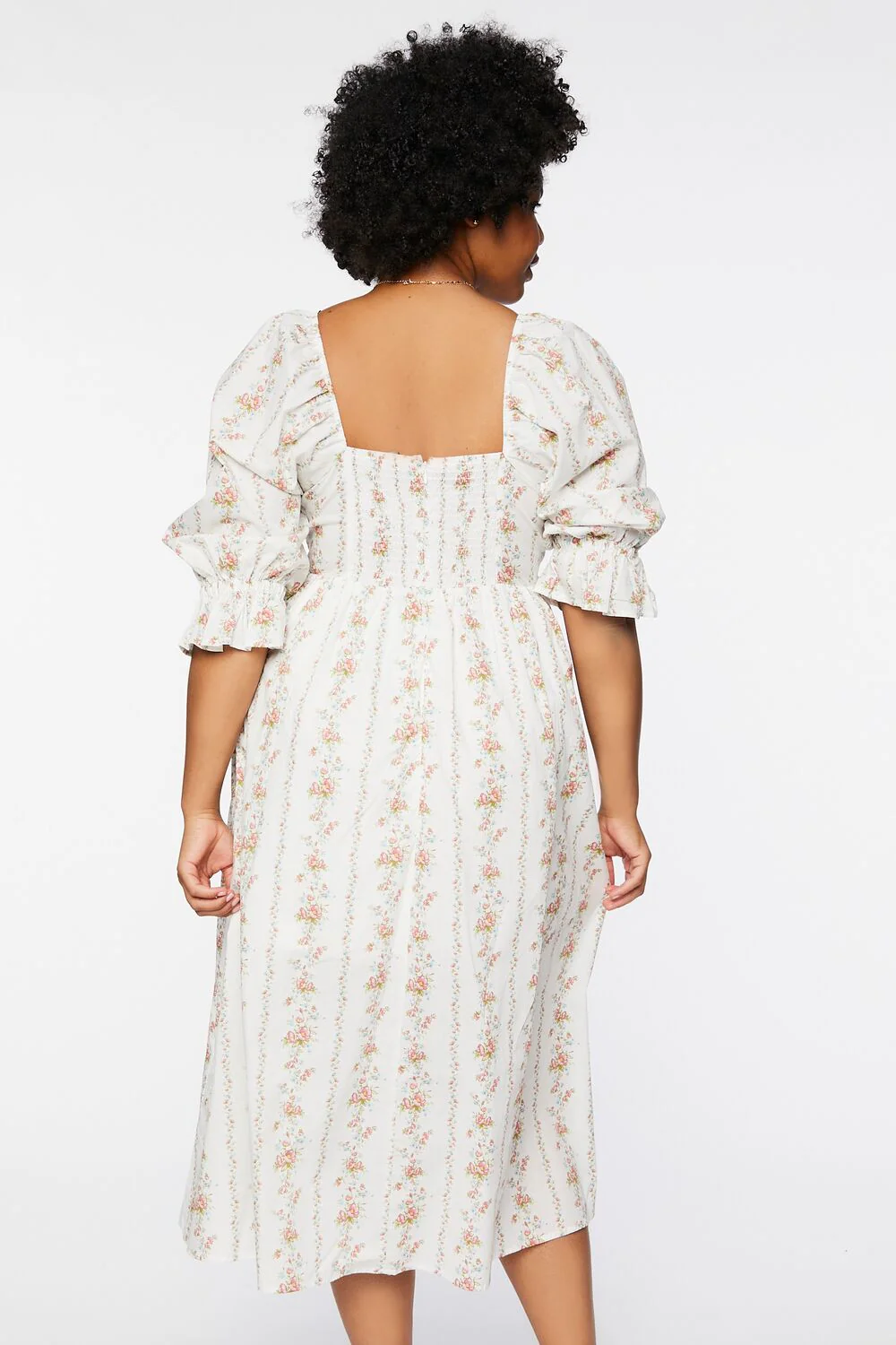 Plus Size Floral Print Midi Dress - Image 3