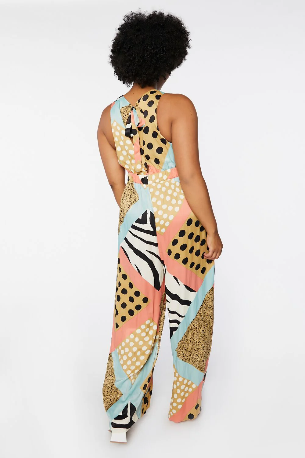 Plus Size Mixed Print Wide-Leg Jumpsuit - Image 3