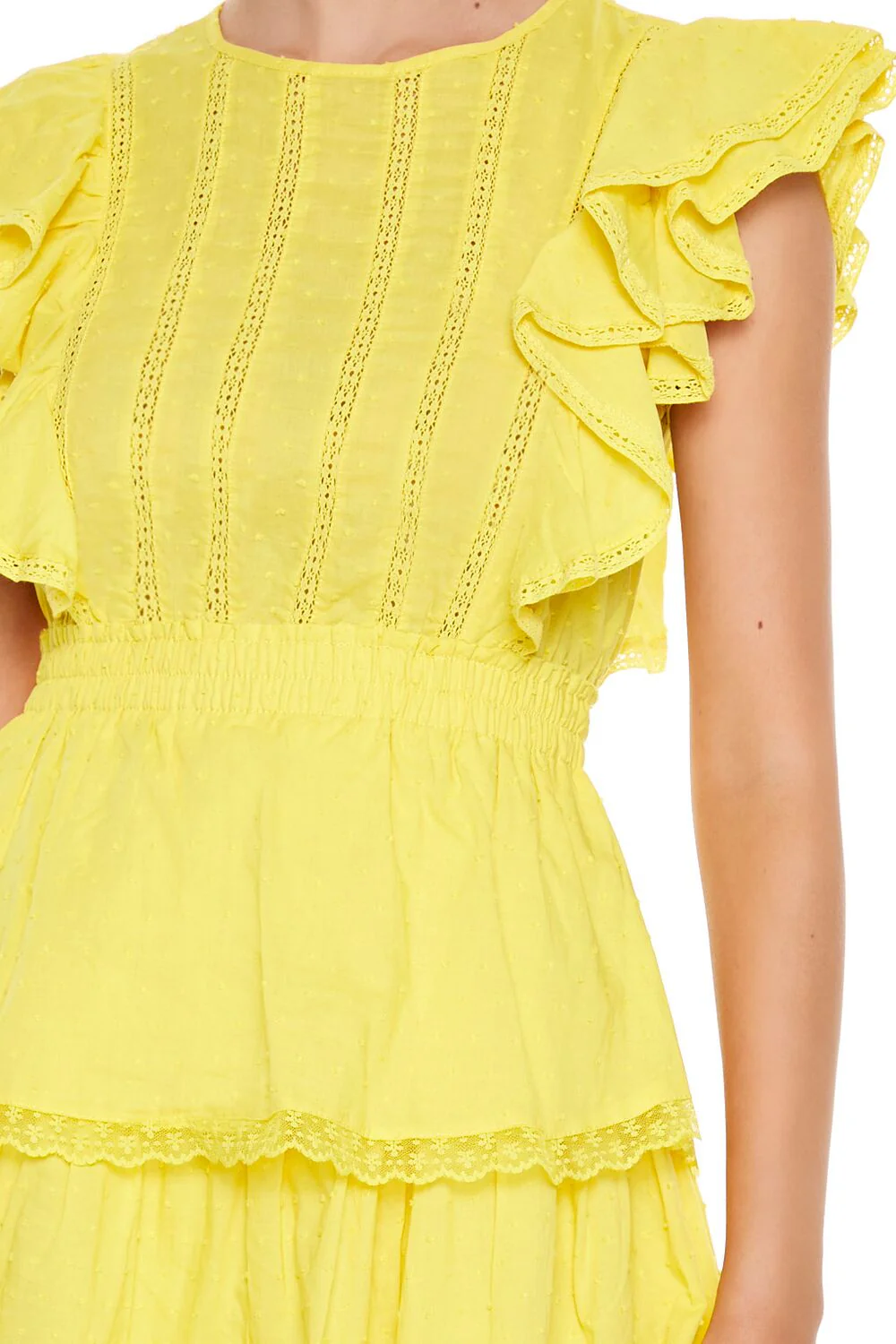 Clip Dot Lace Ruffled Mini Dress - Image 13