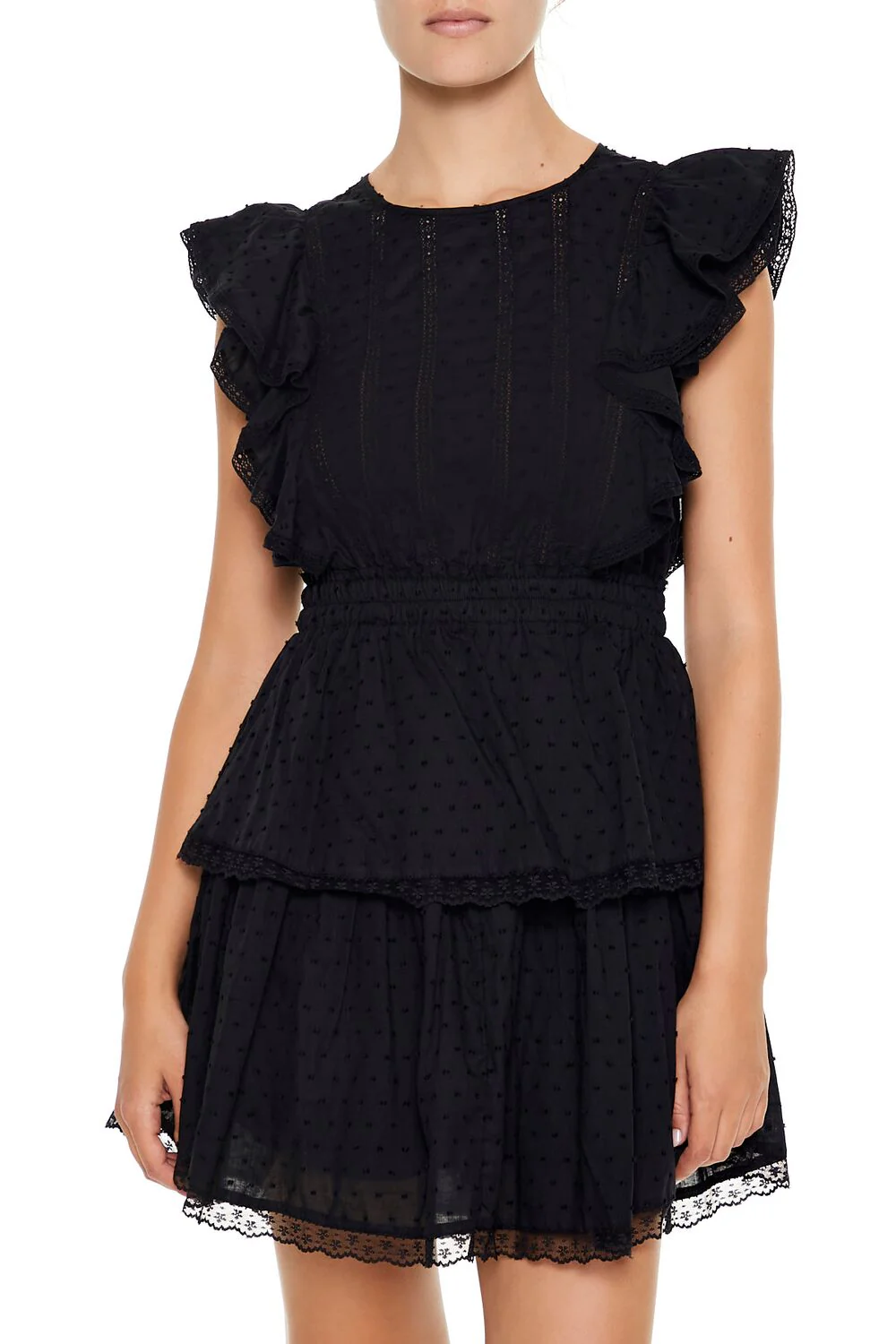Clip Dot Lace Ruffled Mini Dress - Image 16