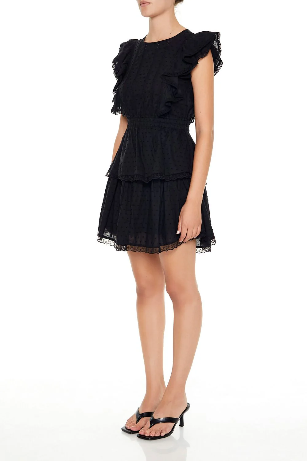 Clip Dot Lace Ruffled Mini Dress - Image 17