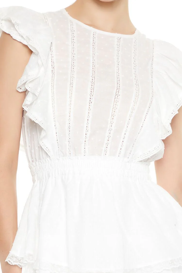 Clip Dot Lace Ruffled Mini Dress - Image 5