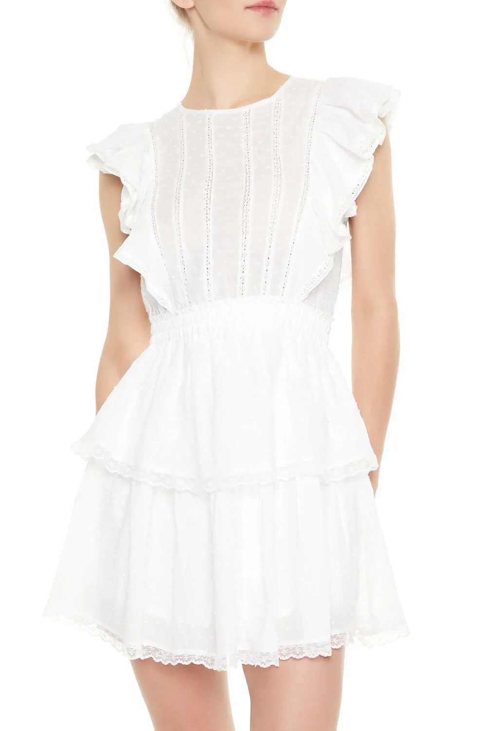 Clip Dot Lace Ruffled Mini Dress - Image 7