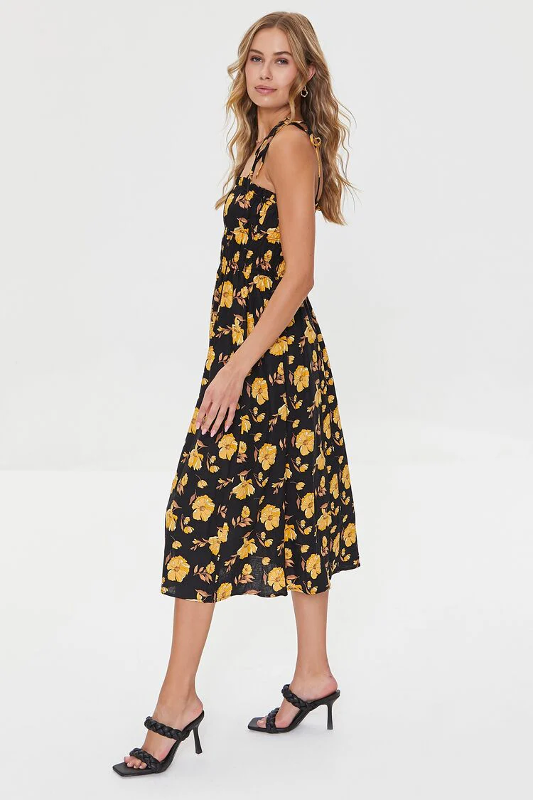 Floral Print Linen-Blend Midi Dress - Image 2