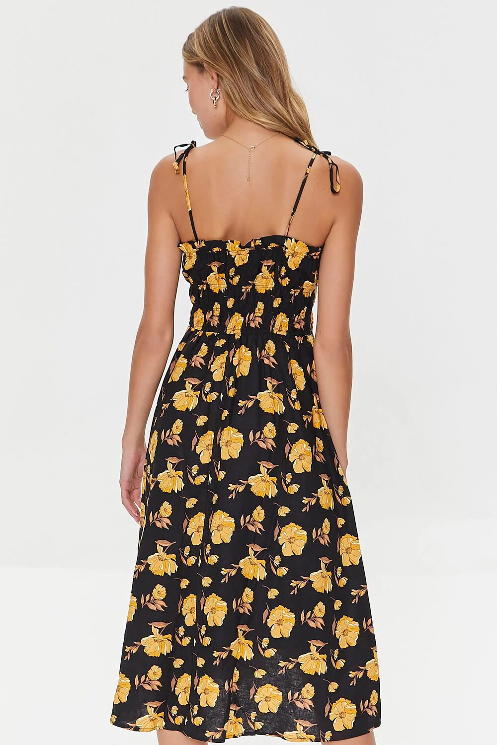 Floral Print Linen-Blend Midi Dress - Image 3
