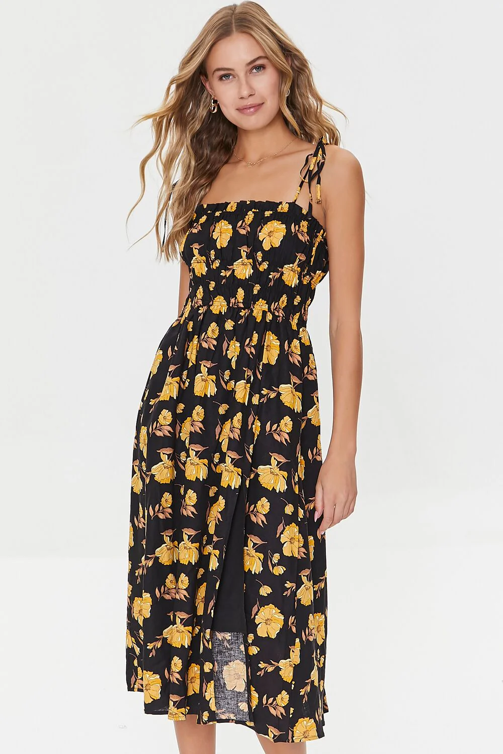 Floral Print Linen-Blend Midi Dress - Image 4