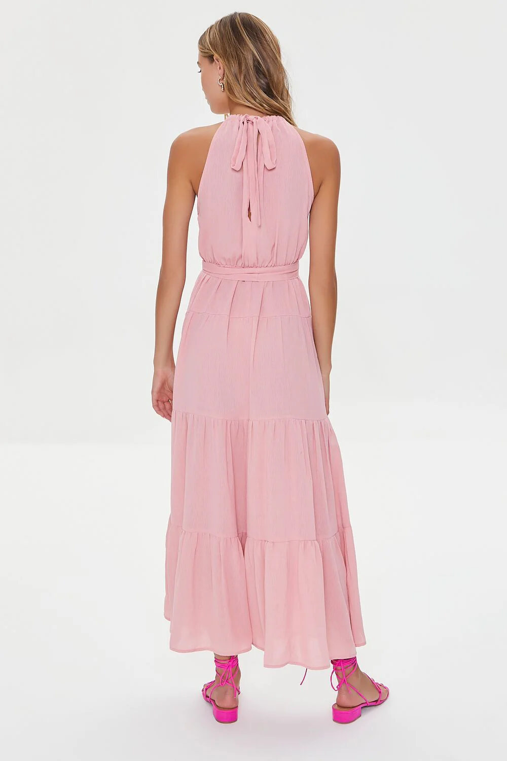 Belted Halter Maxi Dress - Image 3