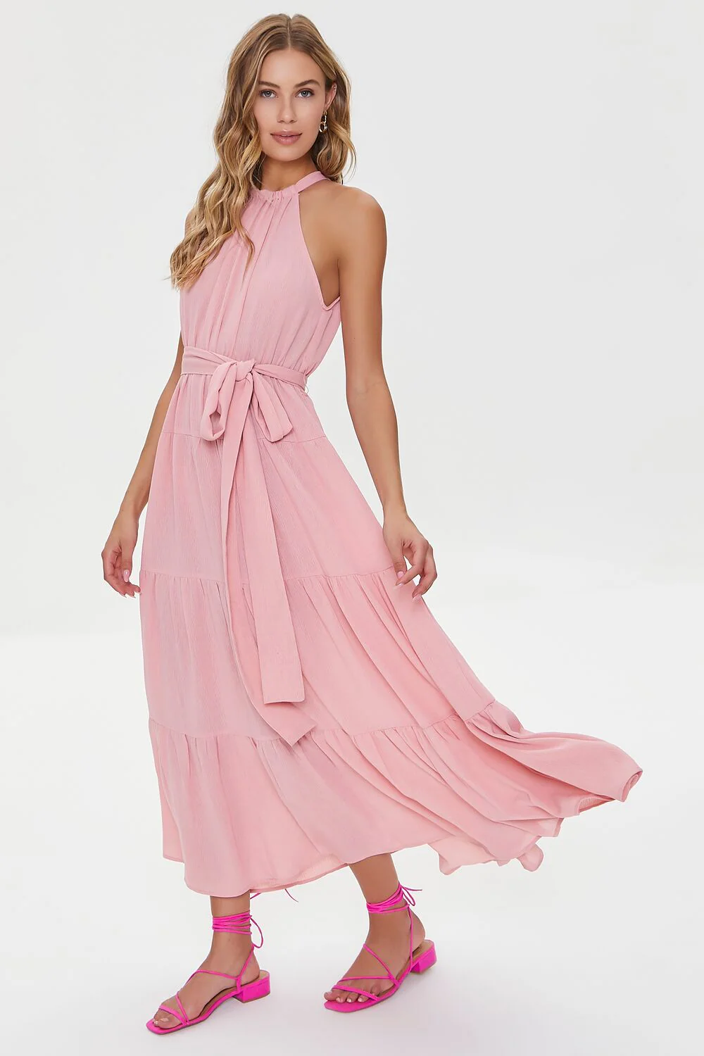 Belted Halter Maxi Dress - Image 4