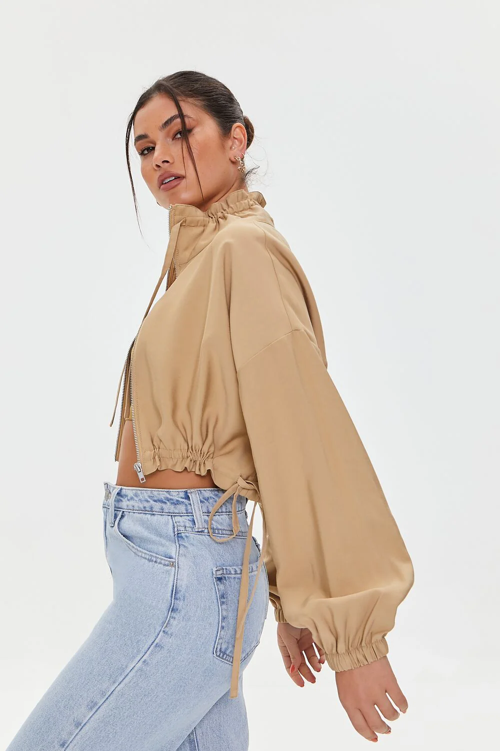 Batwing-Sleeve Cropped Jacket - Image 2