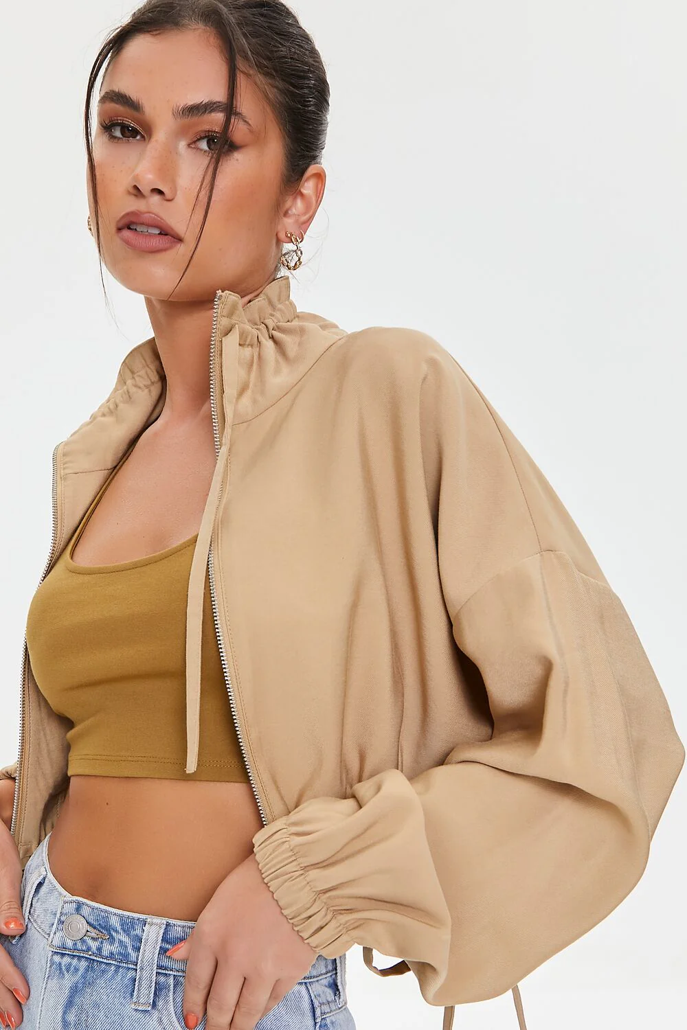 Batwing-Sleeve Cropped Jacket - Image 5