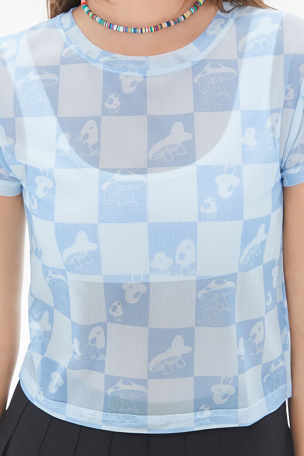 Mushroom Checkered Mesh Tee - Image 5