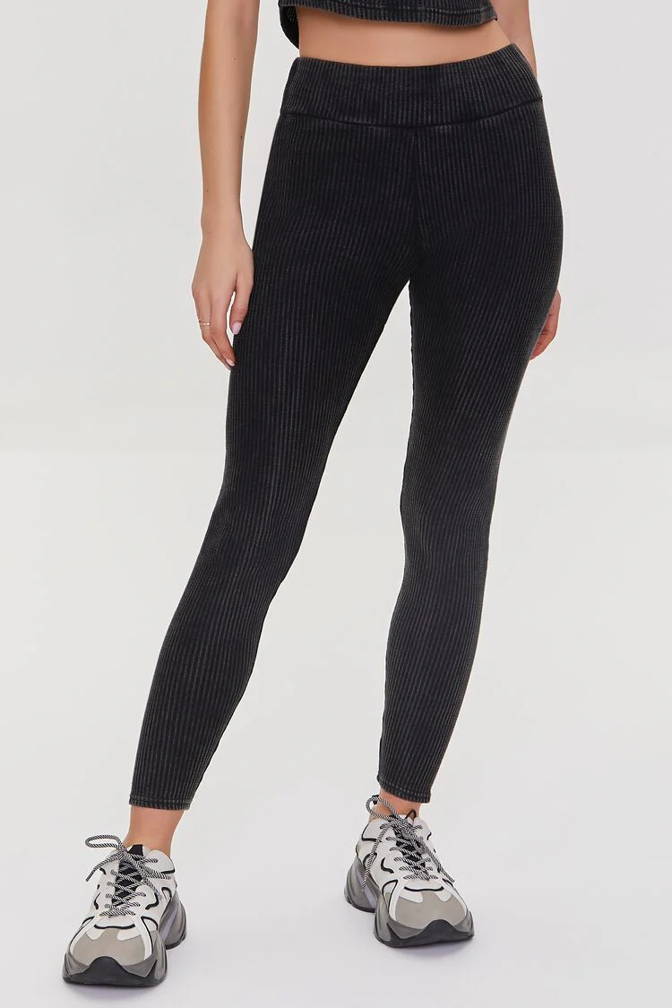 Ribbed Knit Button Leggings - Image 2
