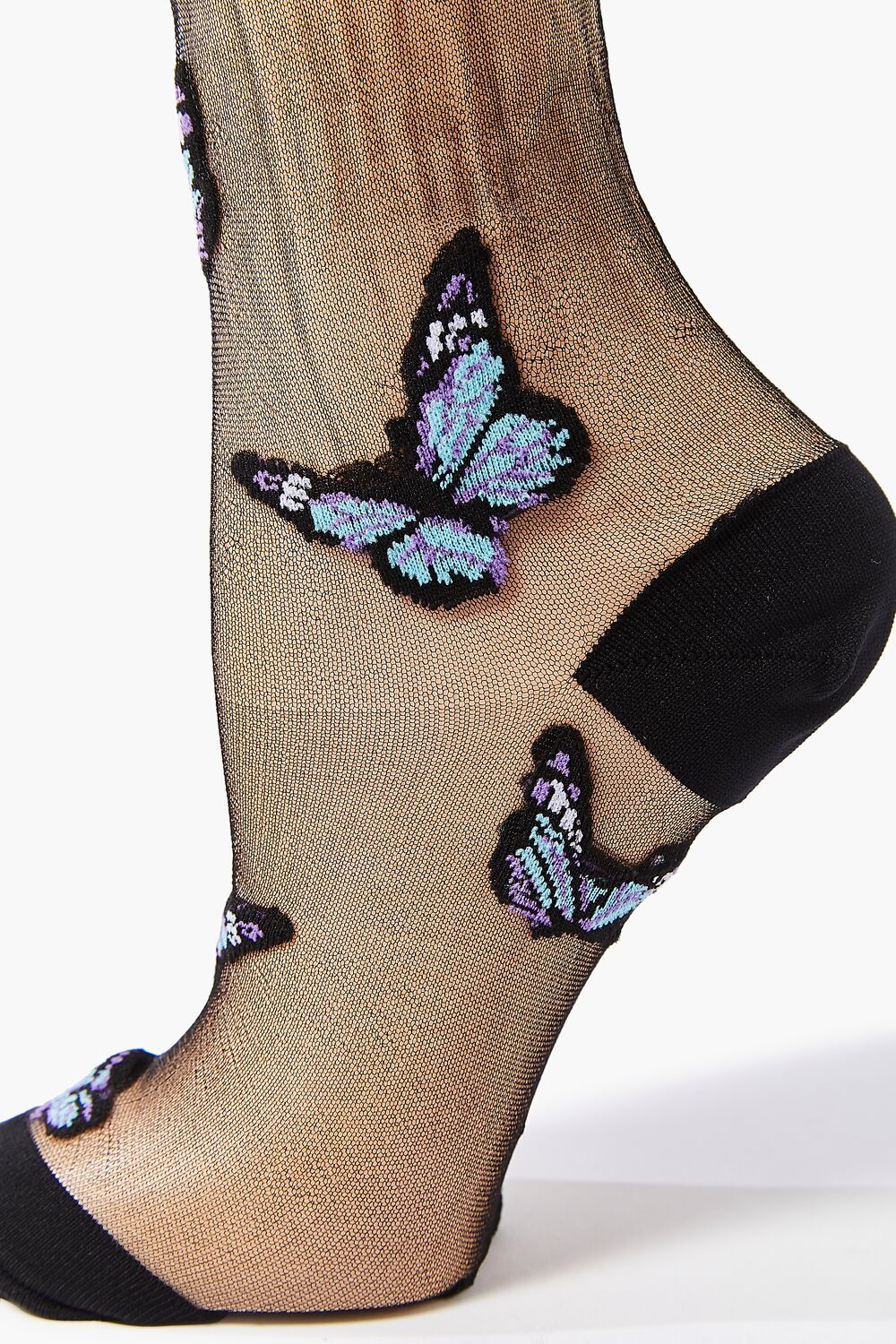 Butterfly Print Mesh Crew Socks - Image 2