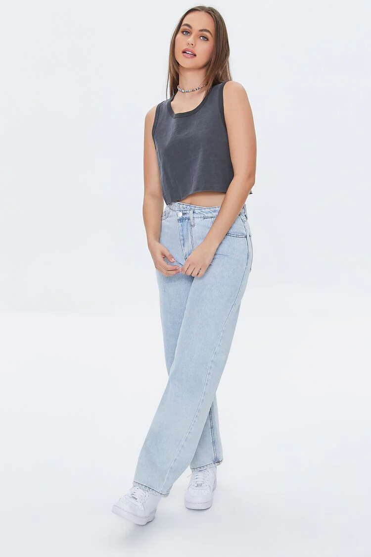 Mineral Wash Cropped Tank Top - Image 4