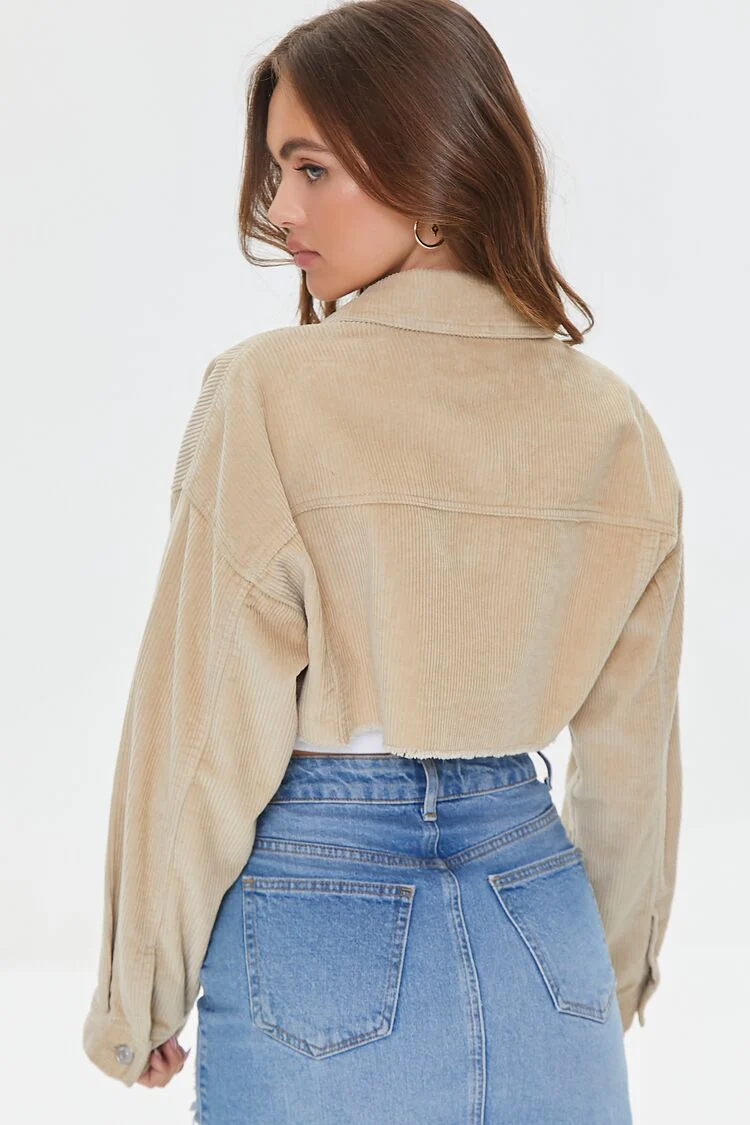Cropped Frayed Corduroy Jacket - Image 3